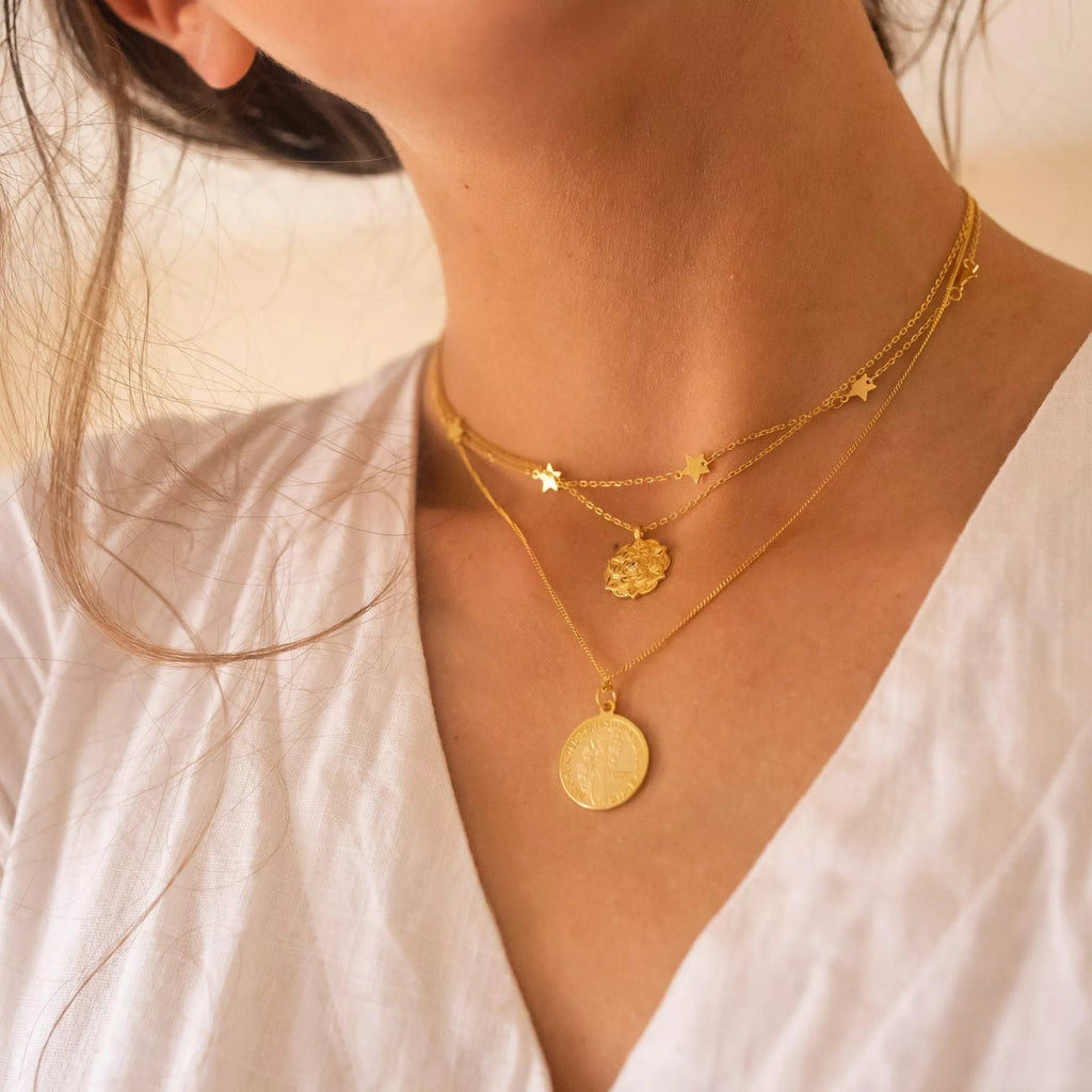 Dainty 18K Gold Lotus Flower Necklace - Necklaces - Elk & Bloom