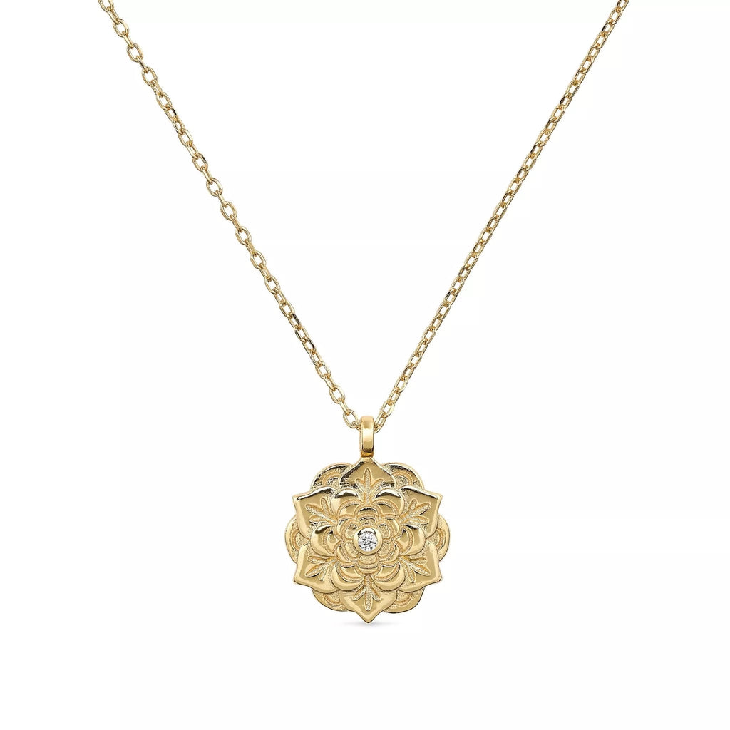 Dainty 18K Gold Lotus Flower Necklace - Necklaces - Elk & Bloom