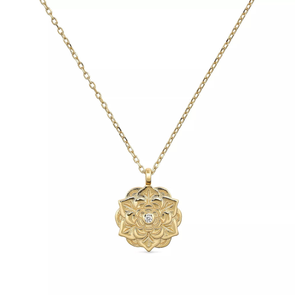 14k gold lotus necklace deals