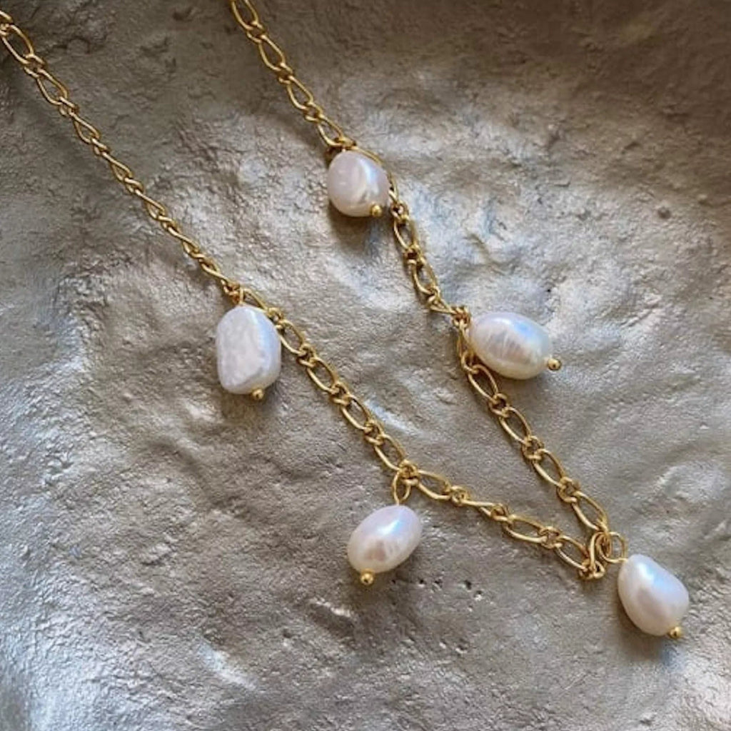 Dainty Gold 18K Pearl Choker Necklace - Necklaces - Elk & Bloom