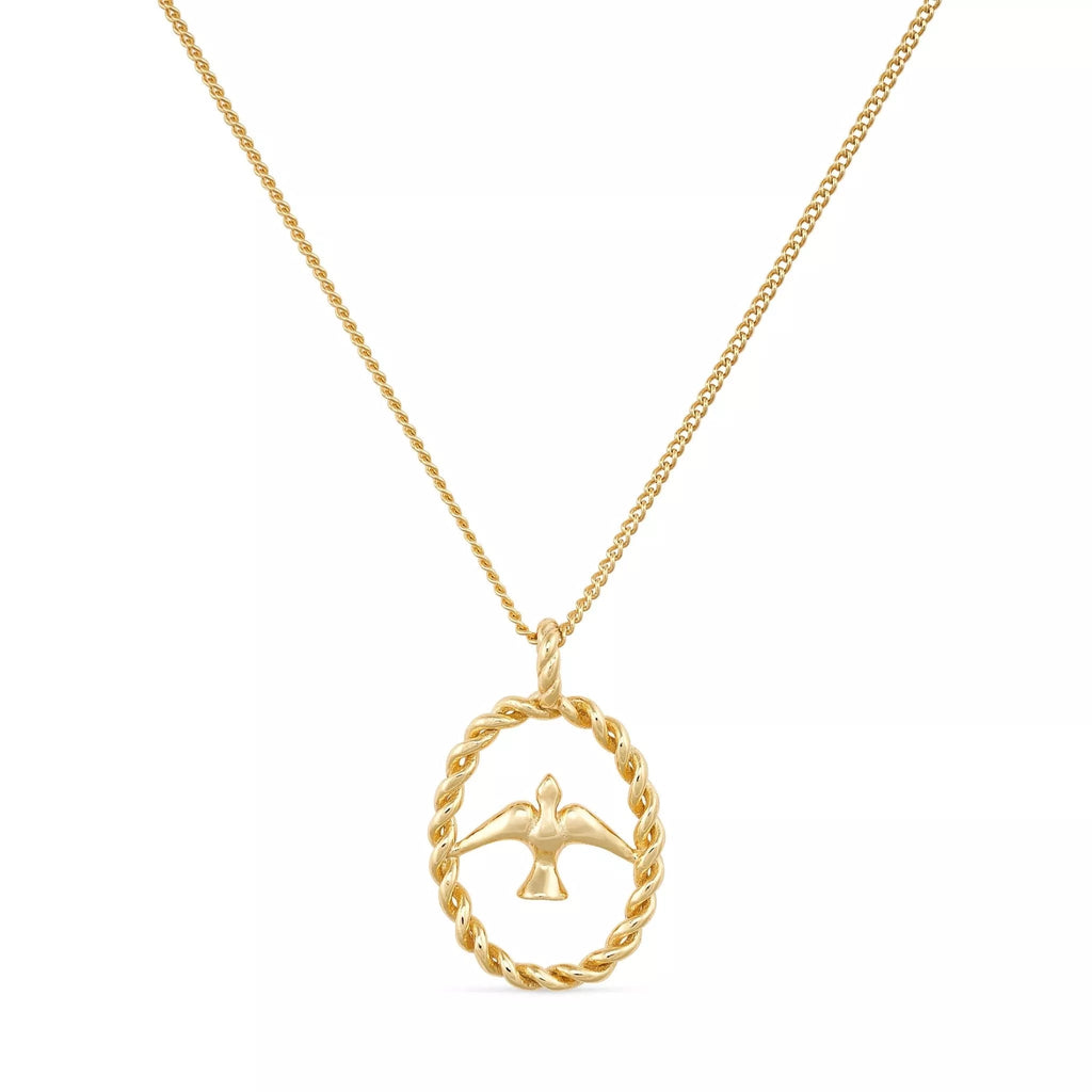 Dainty Gold 18K Twisted Circle Bird Necklace - Necklaces - Elk & Bloom