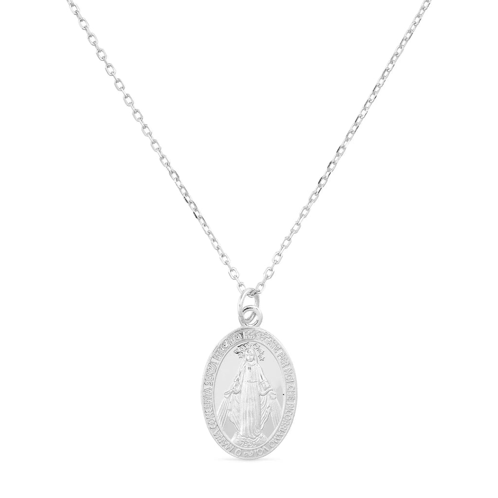 Dainty Sterling Silver Virgin Mary Miraculous Medal Choker Necklace - Necklaces - Elk & Bloom