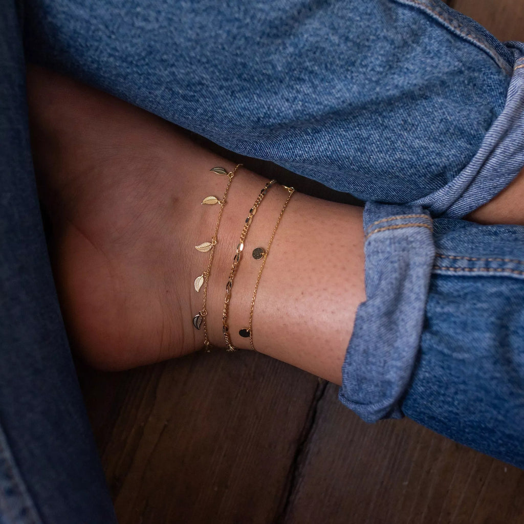 Delicate 14K Gold Coin Anklet - Anklets - Elk & Bloom