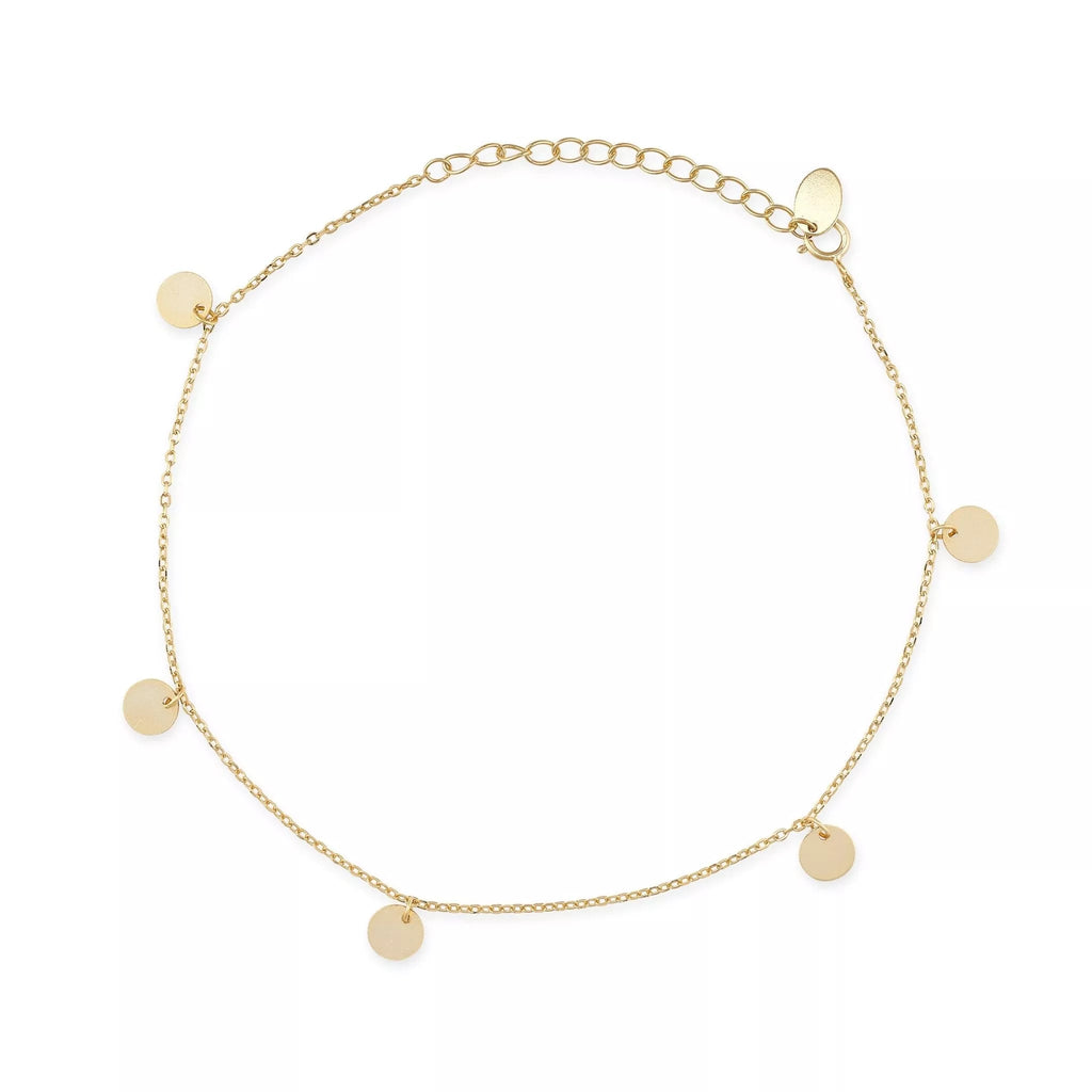 Delicate 14K Gold Coin Anklet - Anklets - Elk & Bloom