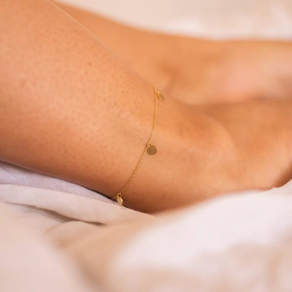 Delicate 14K Gold Coin Anklet - Anklets - Elk & Bloom