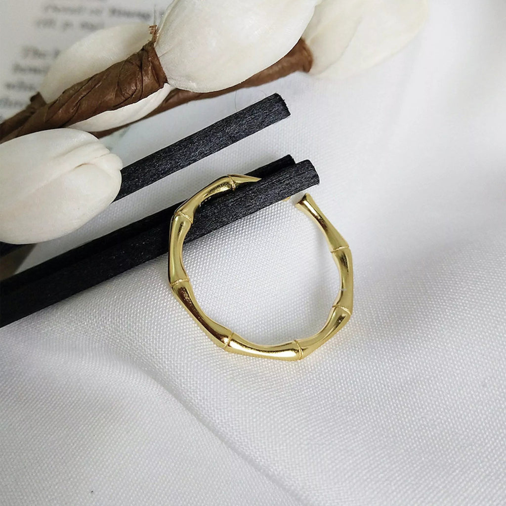 Gold Band Bamboo Stackable Ring - Rings - Elk & Bloom