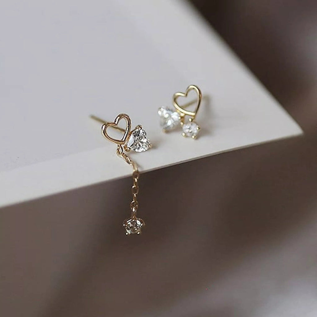 Gold Chain Love Heart Earrings - Earrings - Elk & Bloom