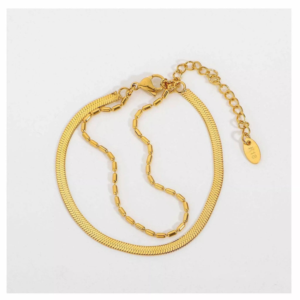 Gold Duo Bead Chain Bracelet - Bracelets - Elk & Bloom