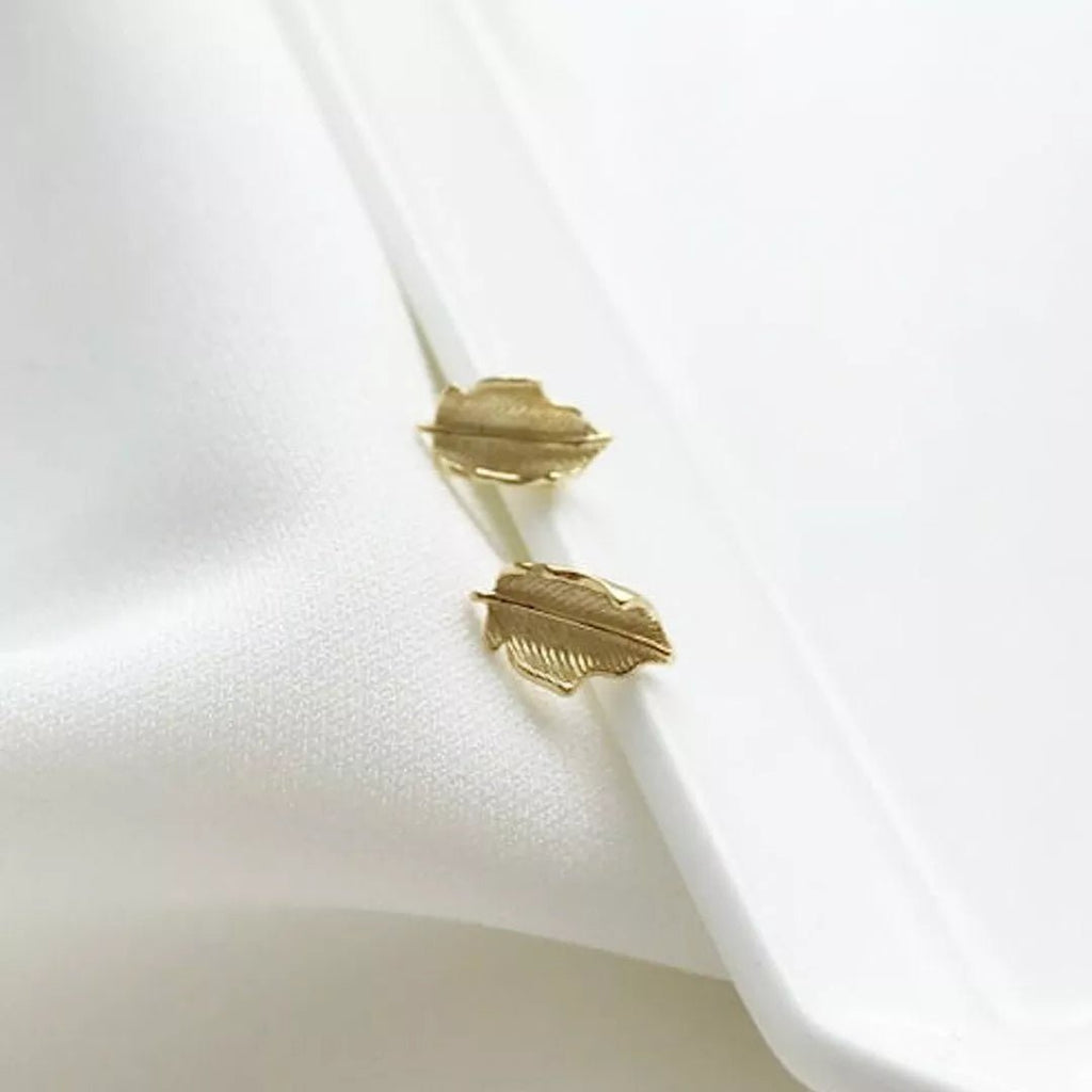 Gold Leaf Stud Earrings - Earrings - Elk & Bloom