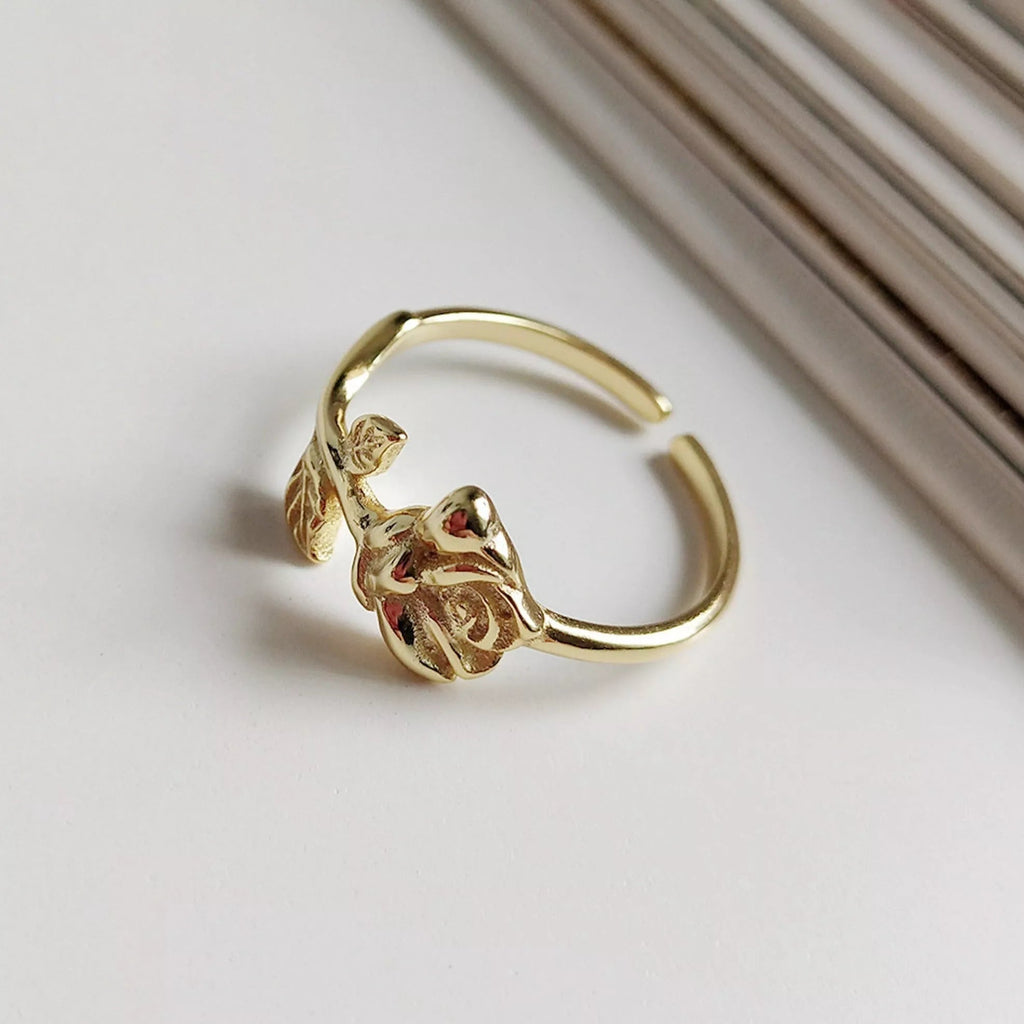 Gold Rose Band Ring - Rings - Elk & Bloom