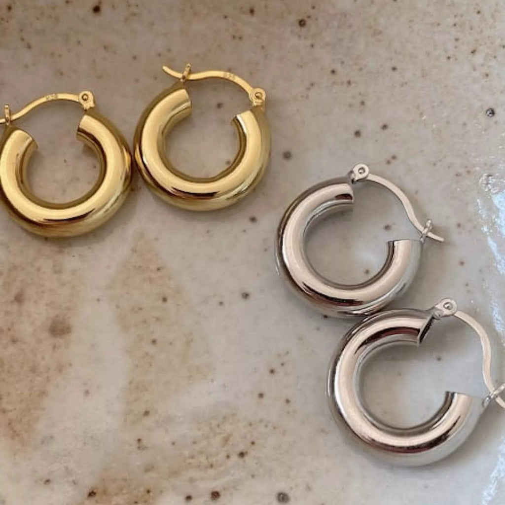 Small 14K Gold Thick Hoops - Earrings - Elk & Bloom