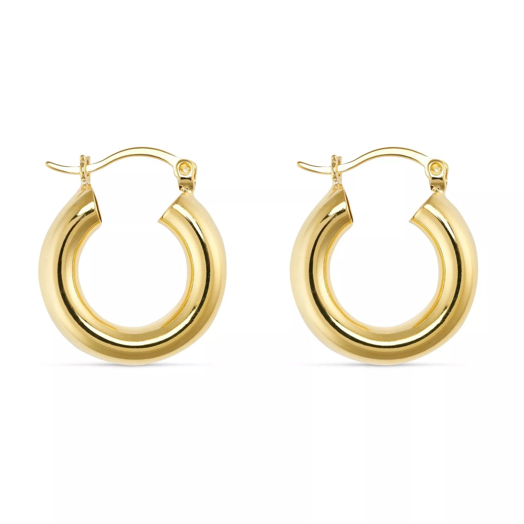 Chunky 14K Thick Gold Hoop Earring Gold Vintage Statement
