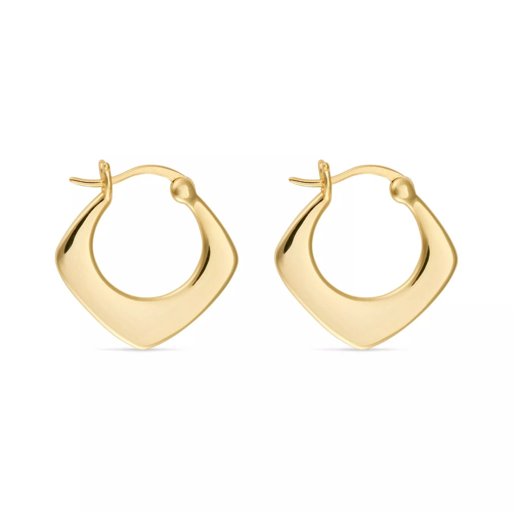 Gold Hoop Earrings 18k Gold Huggie Hoops Square Hoop Earrings