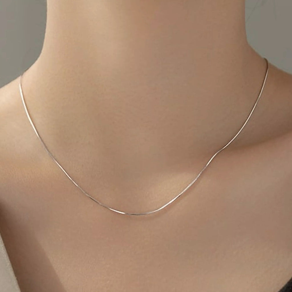 Sterling Silver Herringbone Necklace - Necklaces - Elk & Bloom