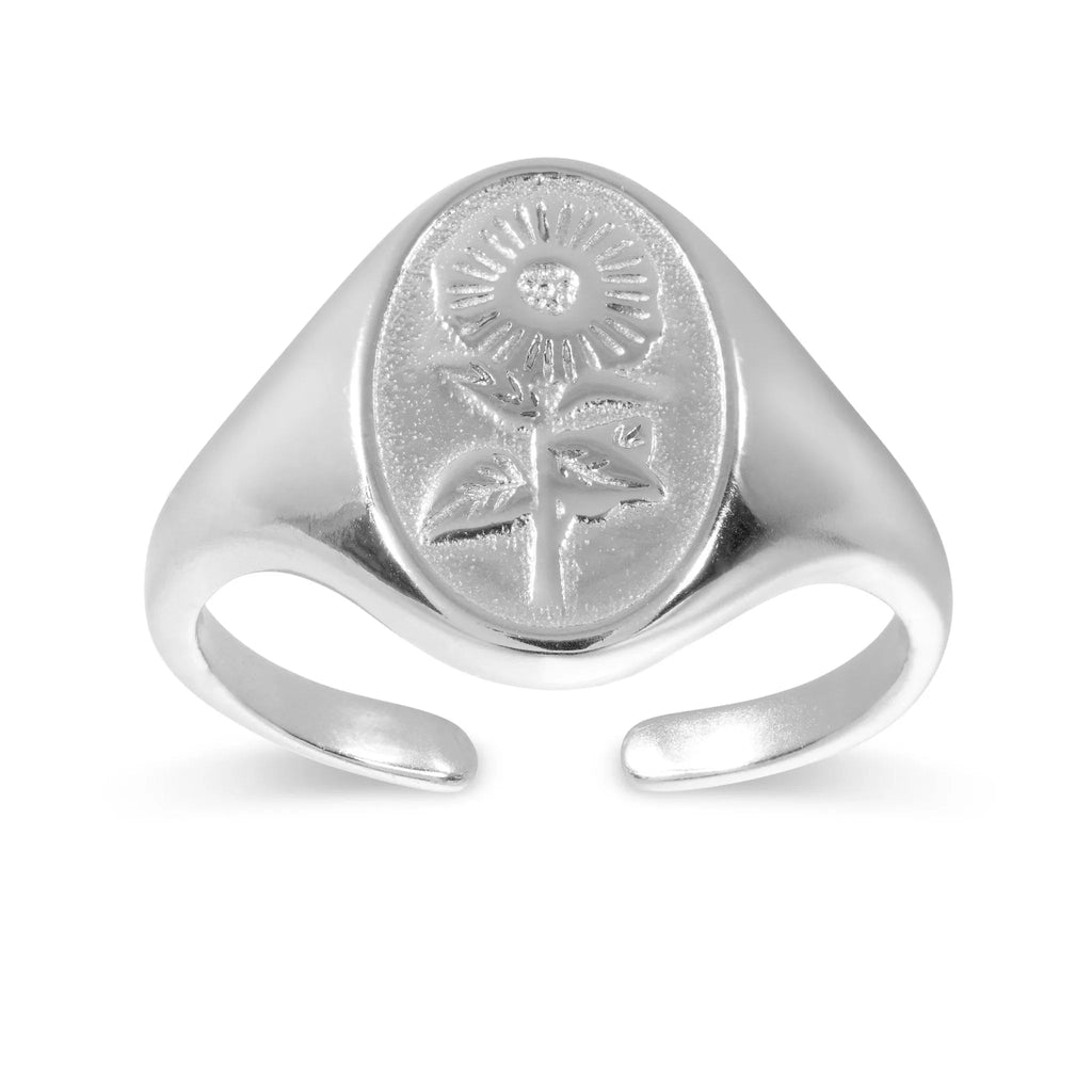 Sterling Silver Sunflower Ring - Rings - Elk & Bloom