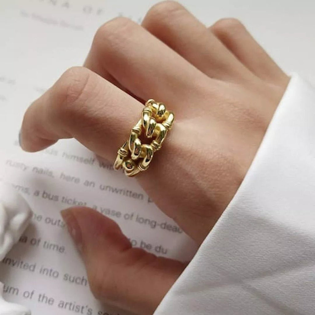 Thick 18K Gold Chain Link Ring - Rings - Elk & Bloom