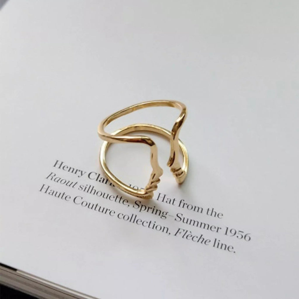 Thick 18K Gold Statement Face Ring - Rings - Elk & Bloom