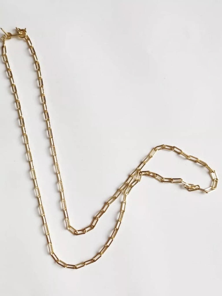 Thin Paperclip 18K Gold Chain Necklace - Necklaces - Elk & Bloom