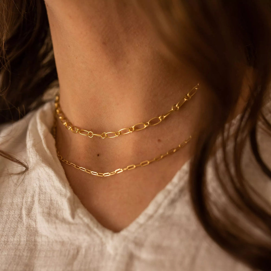 Thin Paperclip 18K Gold Chain Necklace - Necklaces - Elk & Bloom