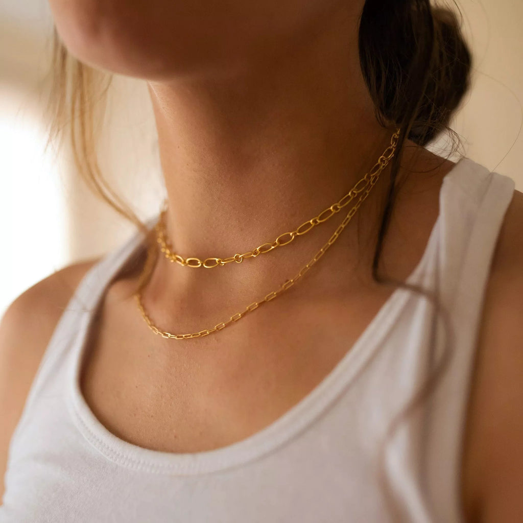 Thin Paperclip 18K Gold Chain Necklace - Necklaces - Elk & Bloom